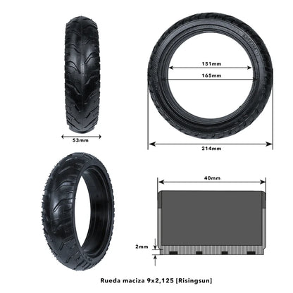 Anvelopă RisingSun plină  9×2,125