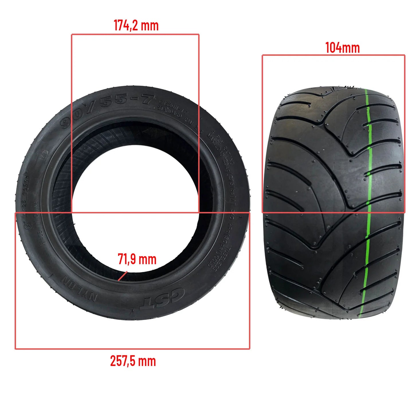 Anvelopă CST 90/55-7 Tubeless pentru trotinetă electrică (10x4)